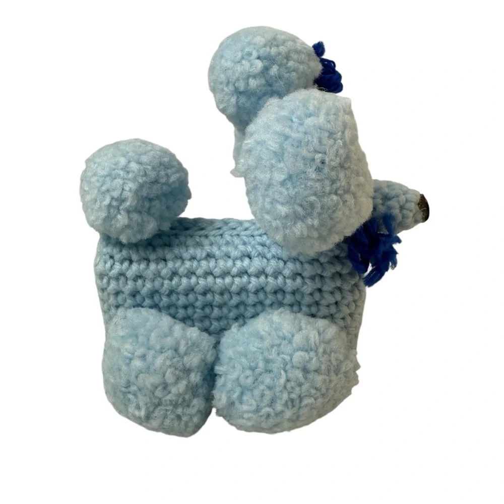 True Vtg Mid-century 1950s 1960s Crochet Blue Poodle Soap Cover Bar Decor MCM